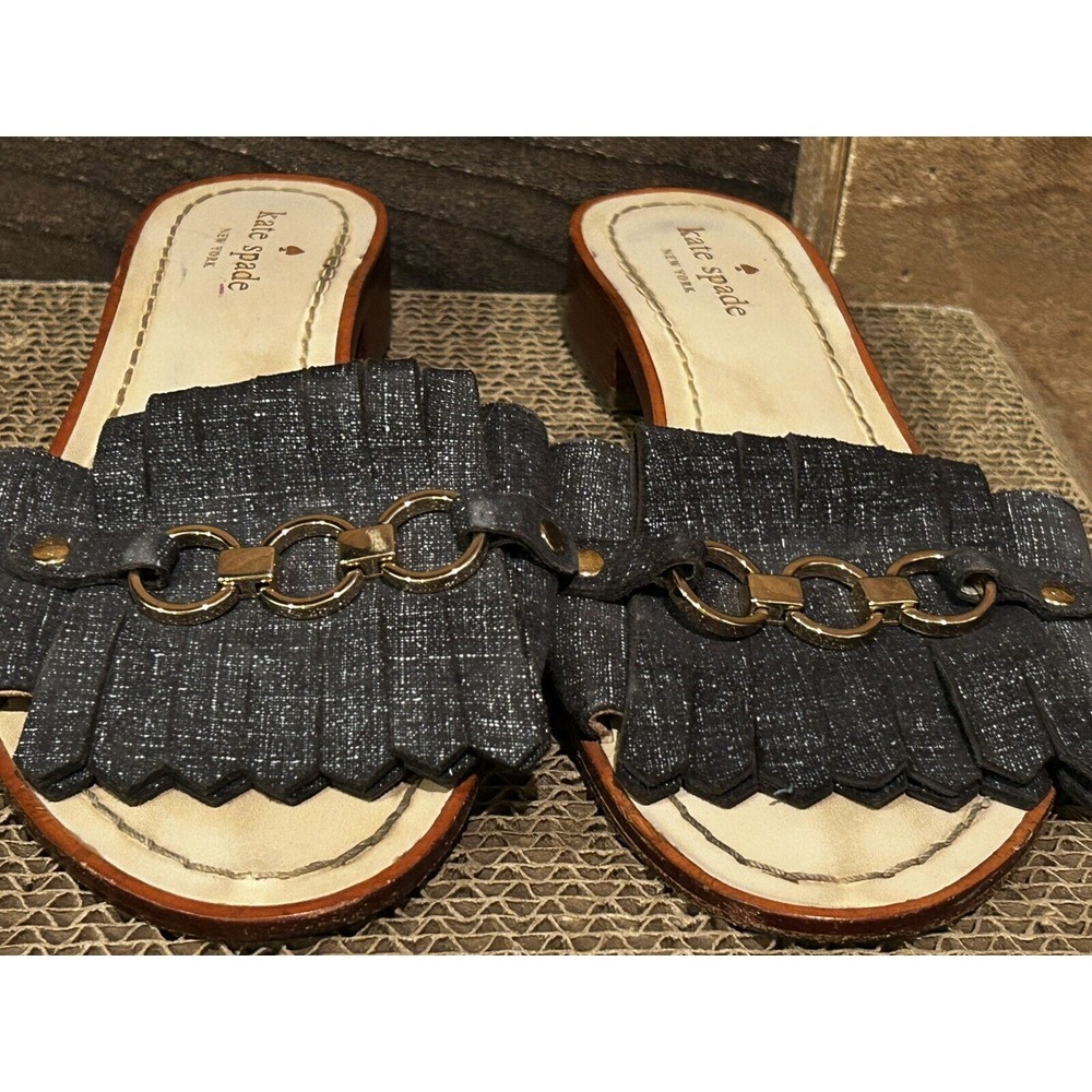 KATE SPADE tasseled‎ Fringe sandals with Gold Accent women's USA 7.5 M - Picture 4 of 7